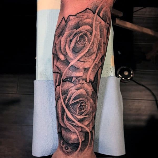 Rose Flowers Half Sleeve Forearm Tattoos For Men
