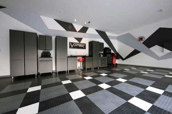 Rubber Garage Flooring Black Grey And White Design