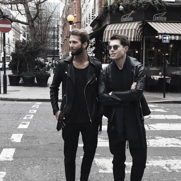 Rugged Guys Leather Jacket All Black Outfits Mens Styles