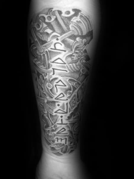 Rune Carpe Diem Forearm Sleve Guys Tattoos
