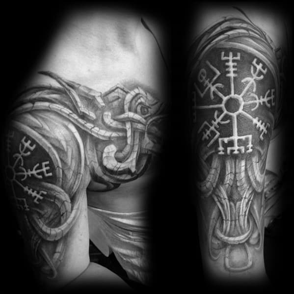 Rune With Dragon Guys Tribal Arm Tattoo Ideas