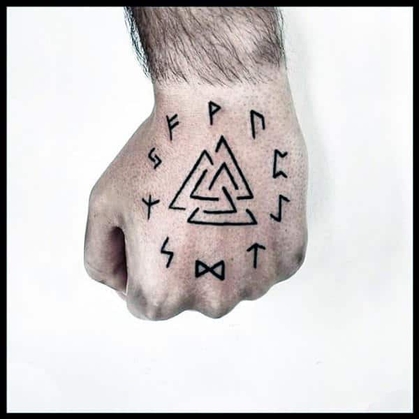 Runes Norse Guys Valknut Hand Tattoo