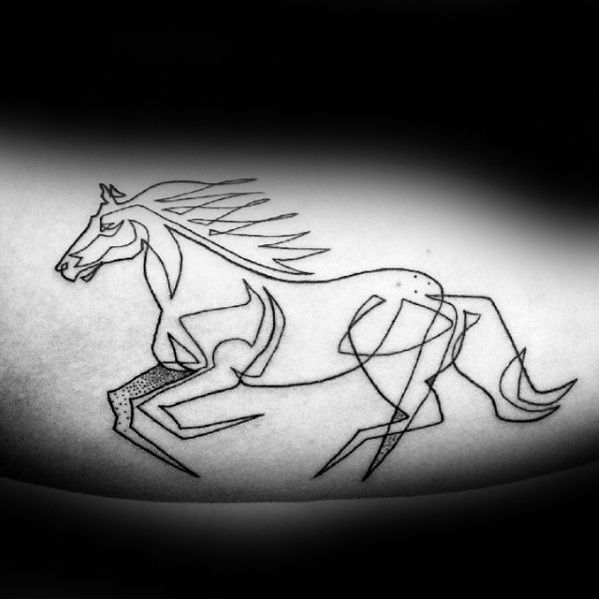 Running Horse Lines Minimalist Small Guys Arm Tattoos