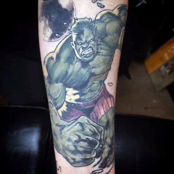 Running Hulk Tattoo Male Legs