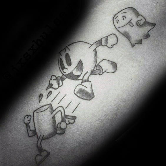 Running Pacman Guys Old School Inner Arm Tattoos