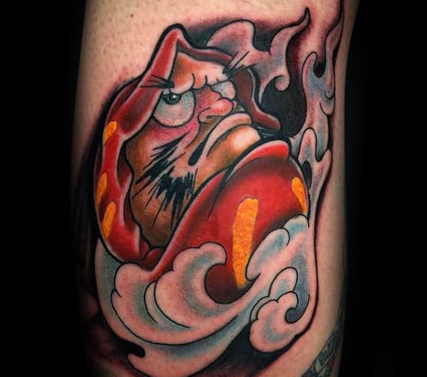 Rushing Clouds Daruma Doll Guys Rib Cage Side Tattoo Designs