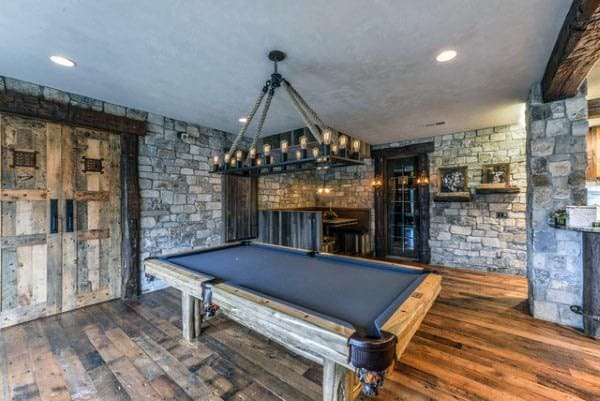 Rustic Basement Pool Area Ideas