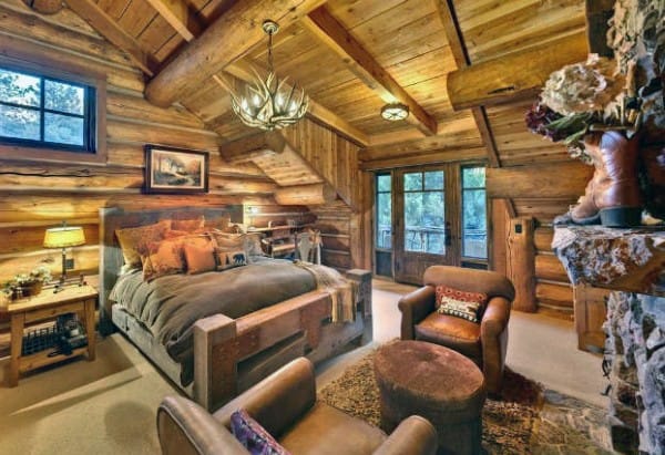 wood cabin bedroom