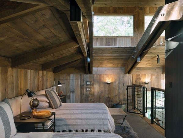 Rustic Cabin Cool Wood Wall And Ceiling Loft