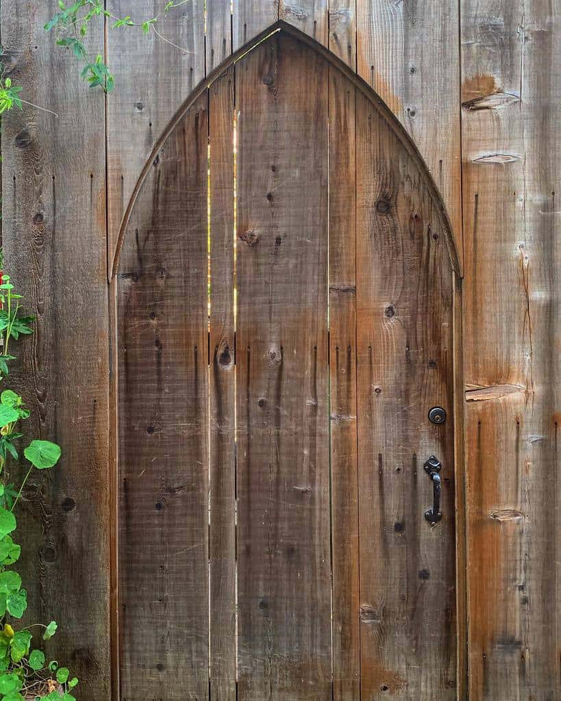 rustic wood garden gate and fence