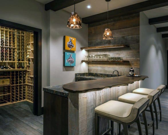 Rustic Home Bar Wood Wall Ideas