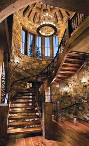 spiral wood staircase