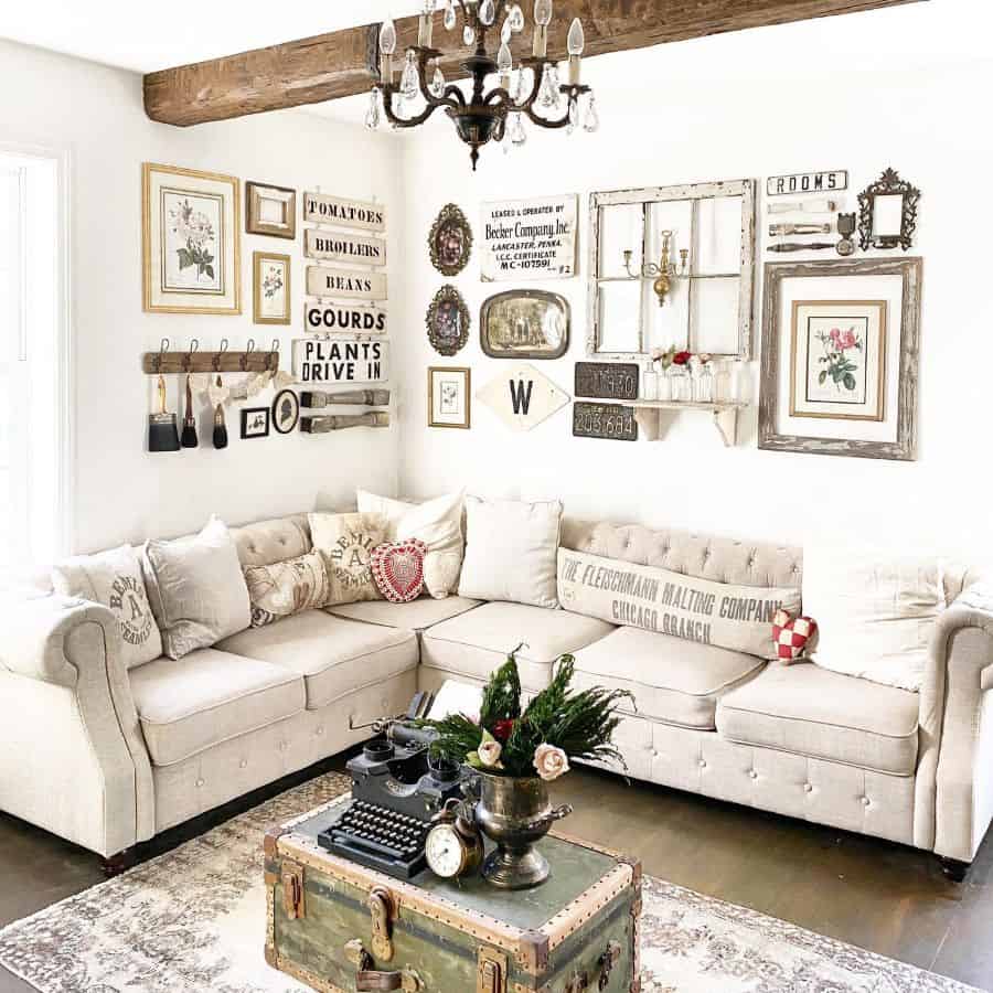 rustic living room with wall decor
