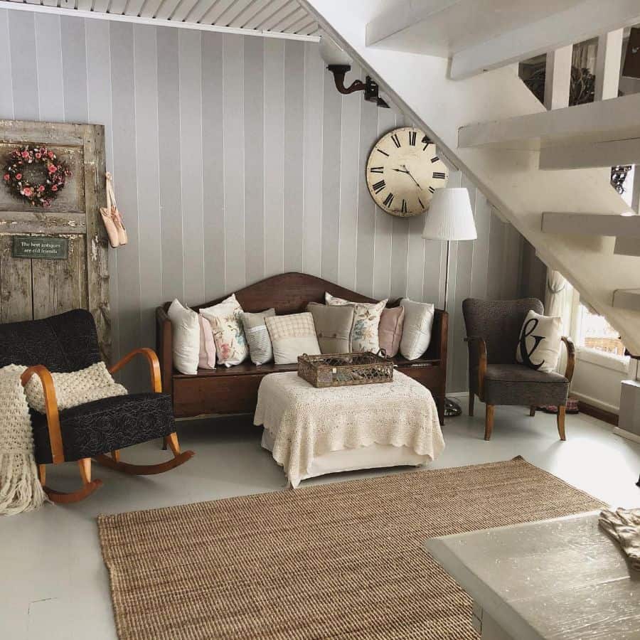 under the stairs rustic living room