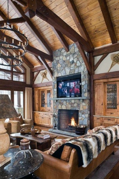 Rustic Log Cabin Interiors Great Room Ideas
