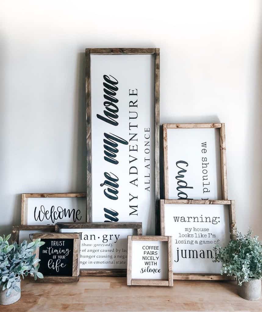 rustic framed signs shelf decor
