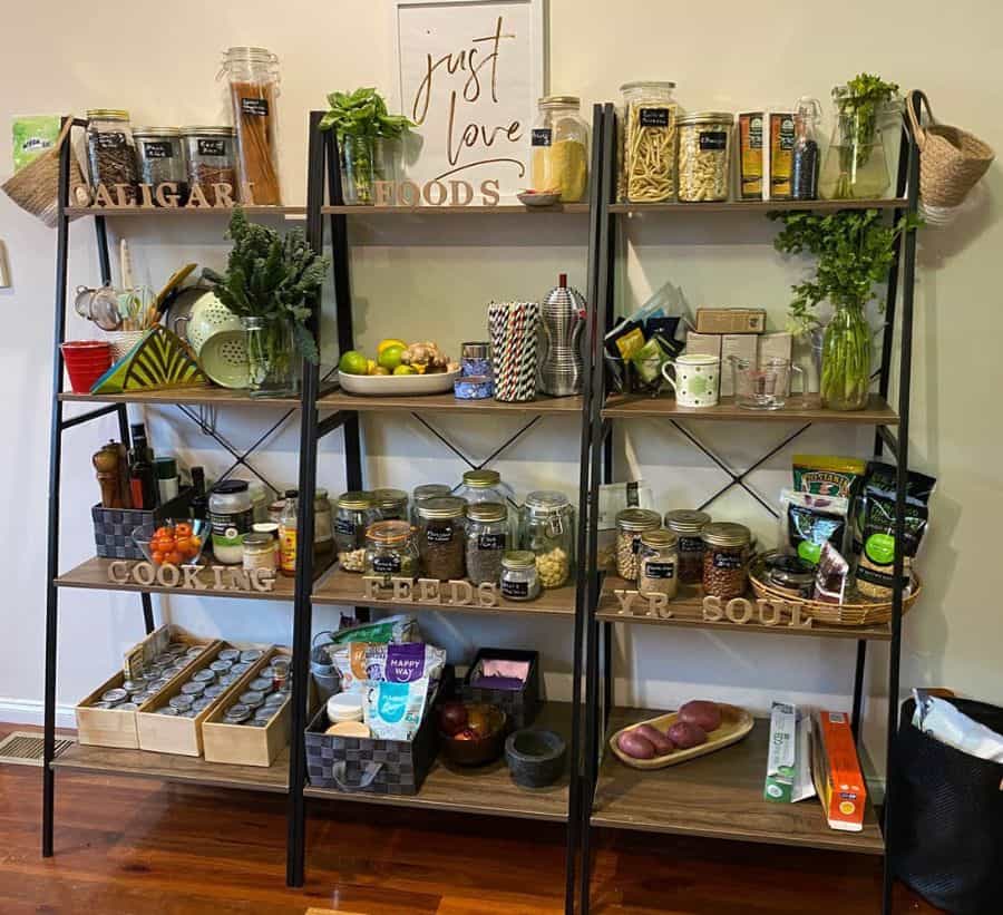 open kitchen shelving unit 