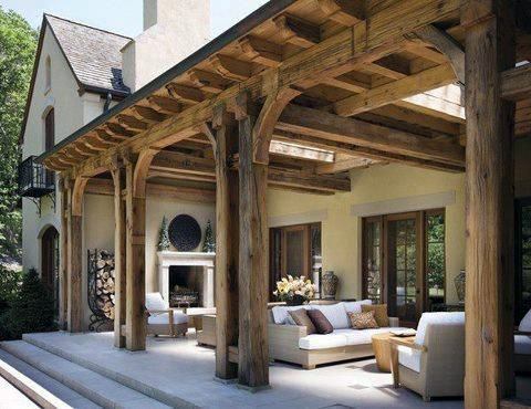 rustic ornate wood pergola