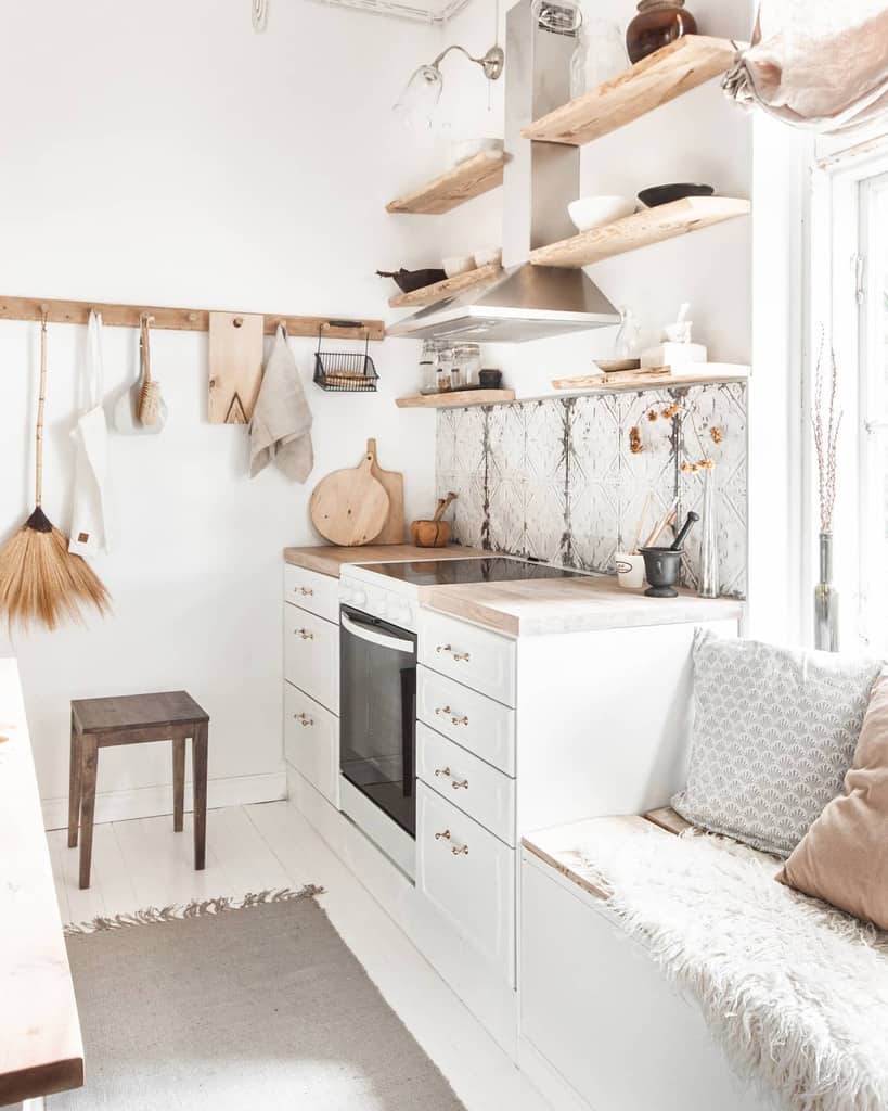 white rustic galley kitchen