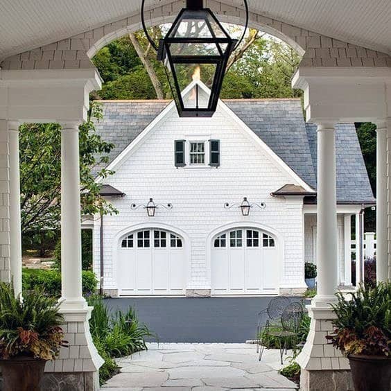 Rustic White Painted Detached Garage Ideas