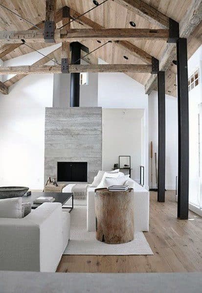 Rustic Wood Beams Vaulted Ceiling Interior Design