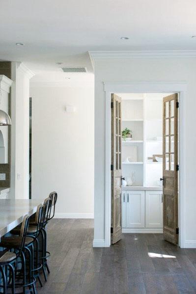 rustic french doors with glass in country kitchen 