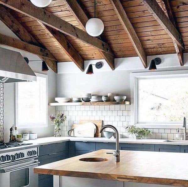 Rustic Wood Home Interior Vaulted Ceiling Ideas For Kitchen