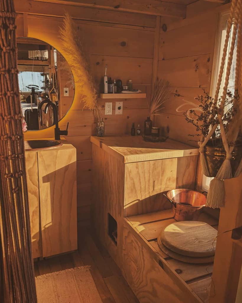 vintage wood bathroom in boat