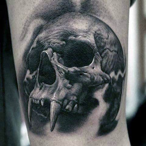 Sabertooth Skull Awesome Male Tattoo