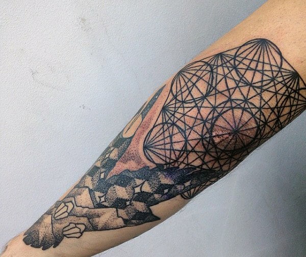 Sacred Geometry Mens Elbow Tattoo With Circles
