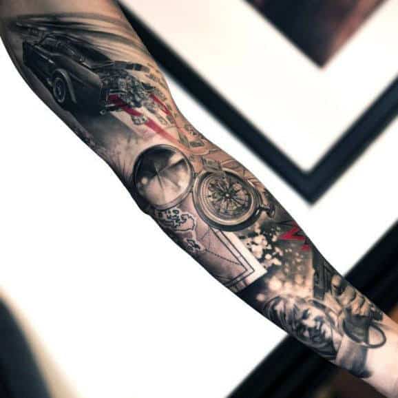Sleeve Sailor Compass Tattoo For Men