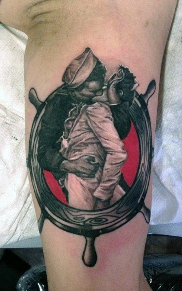 Sailor Ship Wheel Forearm Tattoos For Men