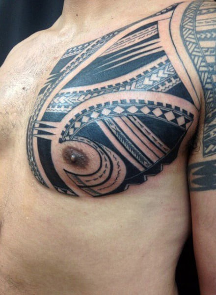 Samoan Amazing Mens Tribal Chest Tattoos