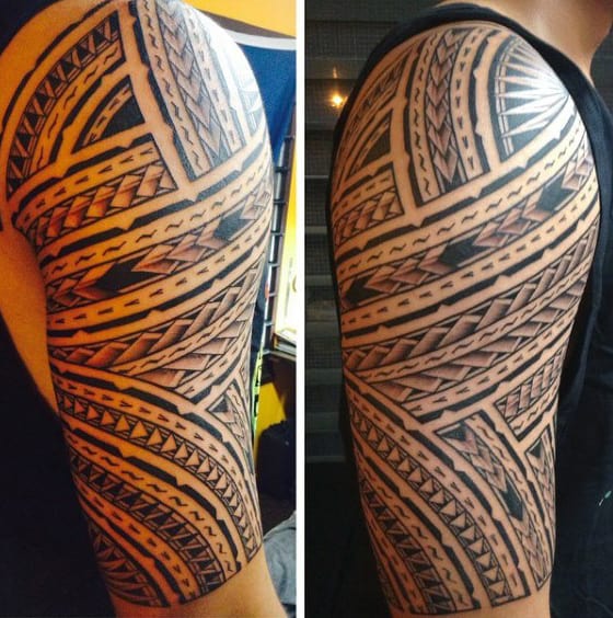 Samoan Mens Tribal Half Sleeve Tattoos