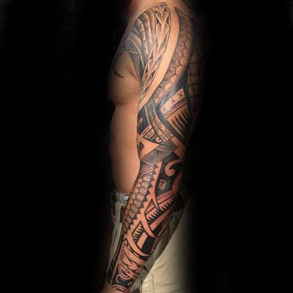 Samoan Sleeve Male Arm Tattoo Tribal Designs
