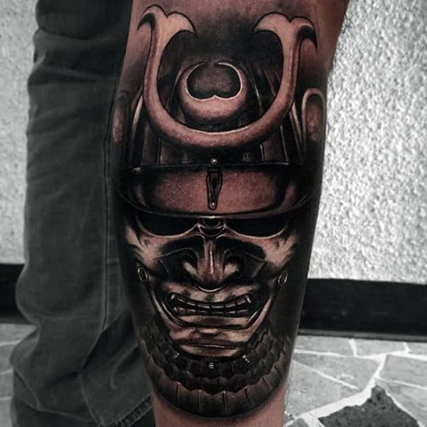 Samurai Insane Mens Leg Tattoo Sleeve