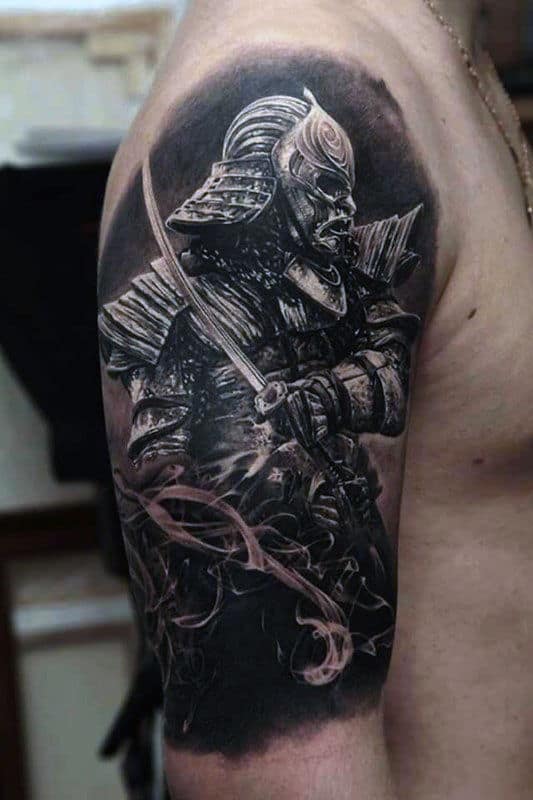 Samurai Warrior Male Half Sleeve Katana Tattoo