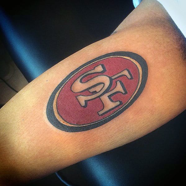 San Francisco 49ers Logo Guys Inner Arm Bicep Tattoo