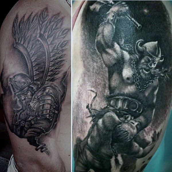 Savage Viking Warrior Tattoo Male Biceps