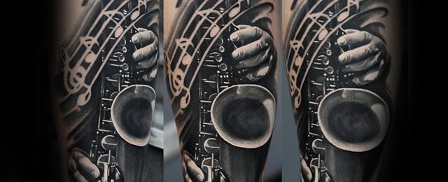 Saxophone Tattoo Designs For Men