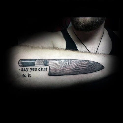 Say Yes Chef Mens Chef Knife Outer Forearm Tattoos