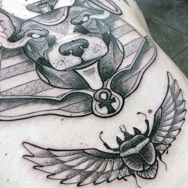 scarabaeus sacer egyptian mens scarab back tattoo designs