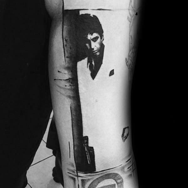 Scarface Film Cover Mens Arm Tattos
