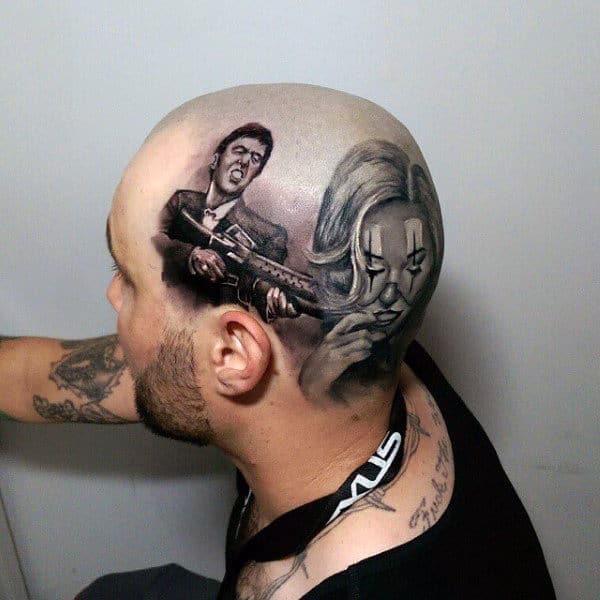 Scarface Mens Head Tattoo Designs
