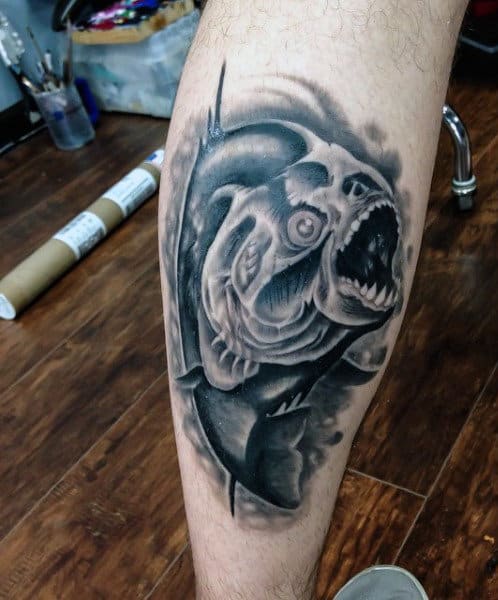 Scary Fishing Tattoo On Guy