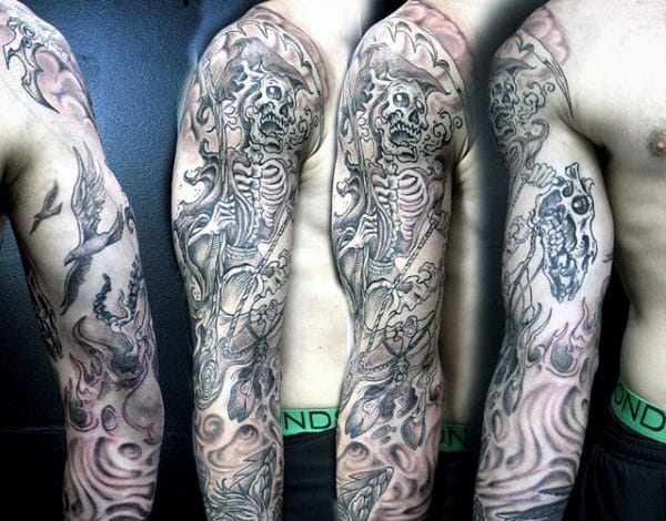 Scary Men's Grim Reaper Tattoos Sleeves