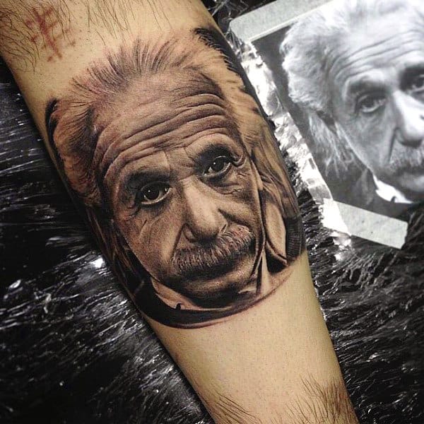 Science Einstein Tattoo For Males On Inner Forearm