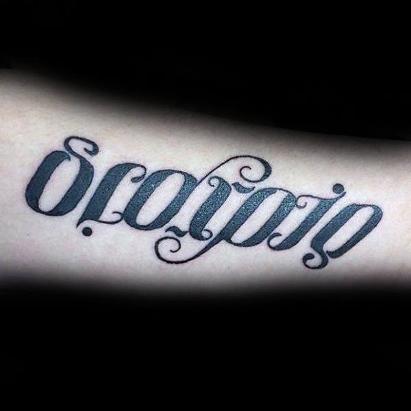 Scorpio Ambigram Guys Forearm Lettering Tattoos