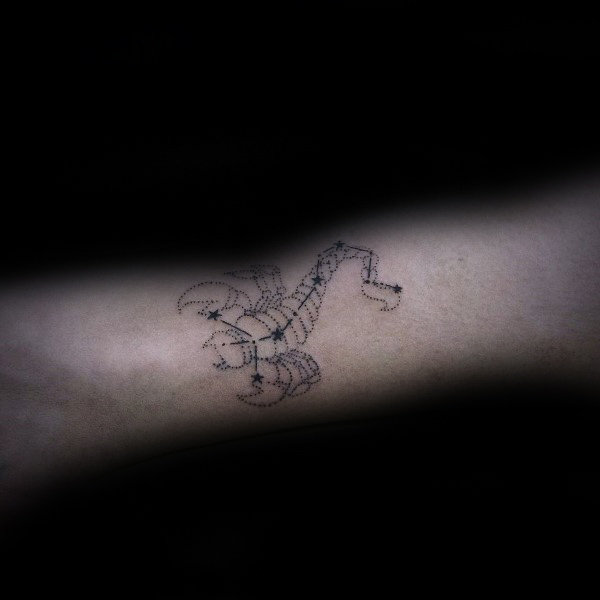 Scorpio With Constellation Male Small Tattoo Designs
