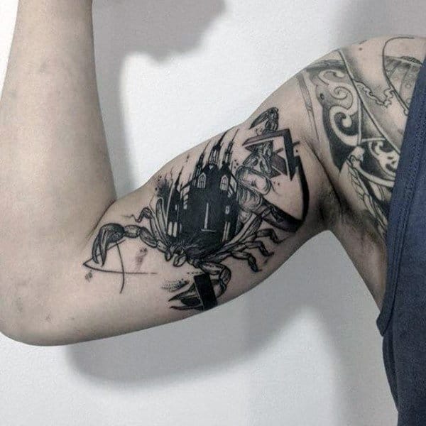 Scorpion Bicep Mens Castle Tattoo
